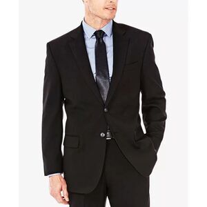 NWT Haggar 50R Suit Jacket Travel Performance Twill Tailored Fit Solid Black